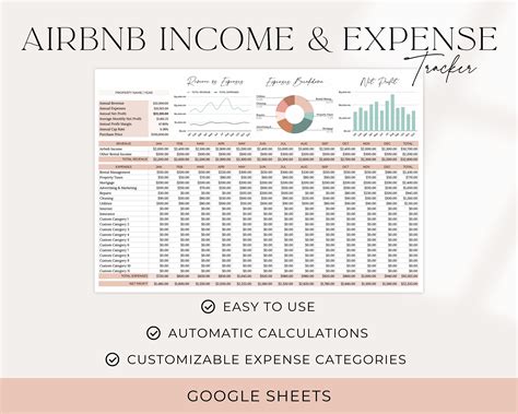 Excel template for Airbnb Income and Expenses Tracking.